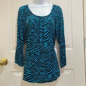Michael Michael Kors Teal & Black zebra animal print top.
